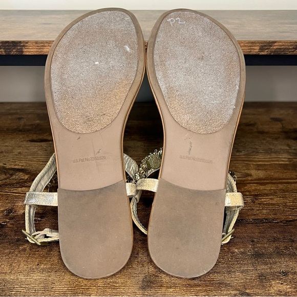 Rampage Jiffy Gold‎ Metal Charm Flat Sandal Thong Toe ankle strap Women's 9.5 - Picture 13 of 13